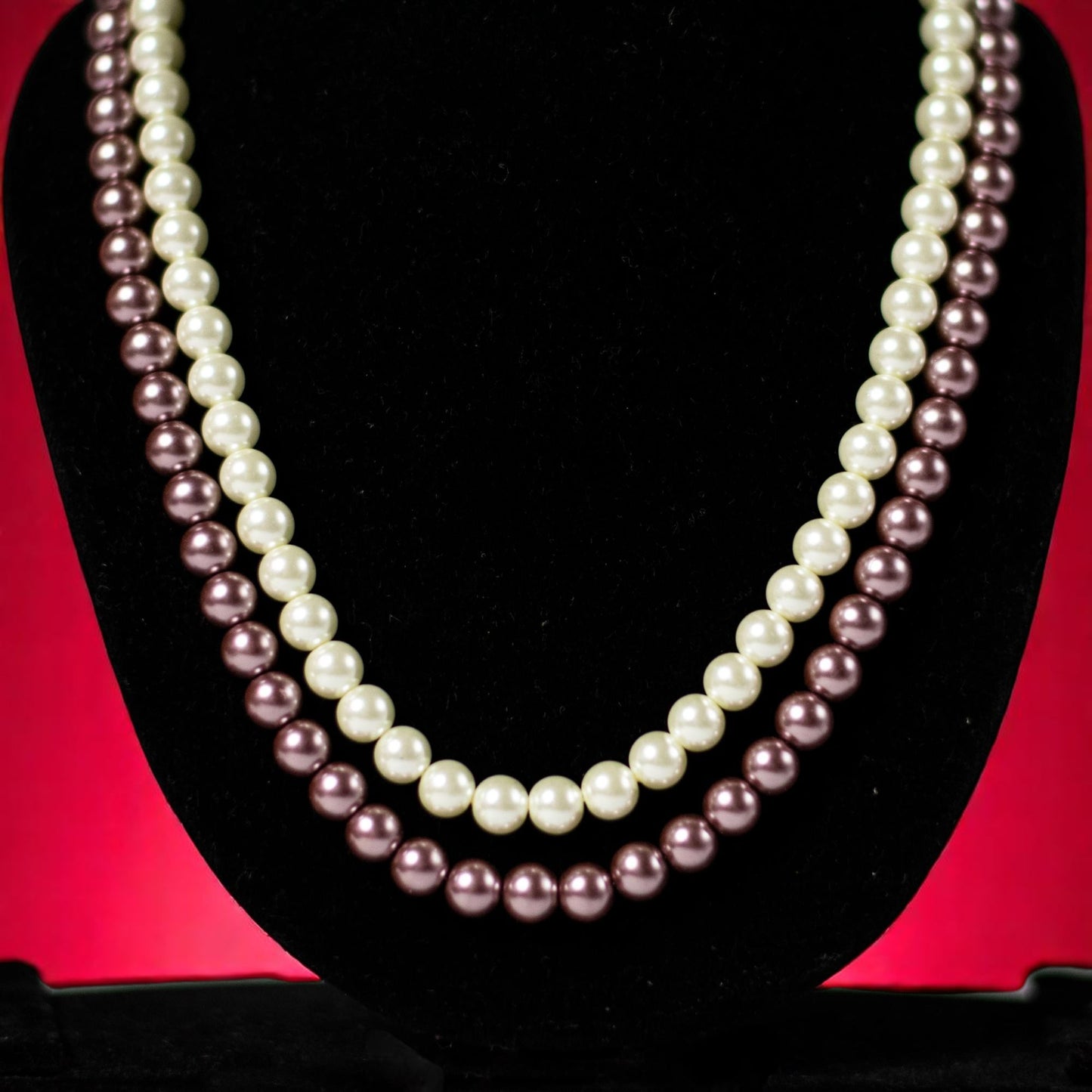 White and Copper Synthetic Pearl Double Strand Mala