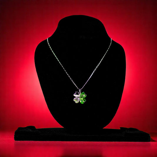 Luxury Swarovski Green Flower Pendant – Refined Radiance"- Imitation Jewellery
