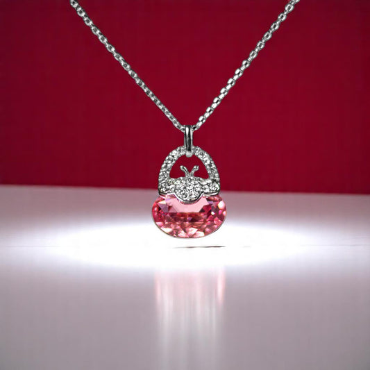 Swarovski Pink Crystal Bag Pendant - Imitation Jewellery