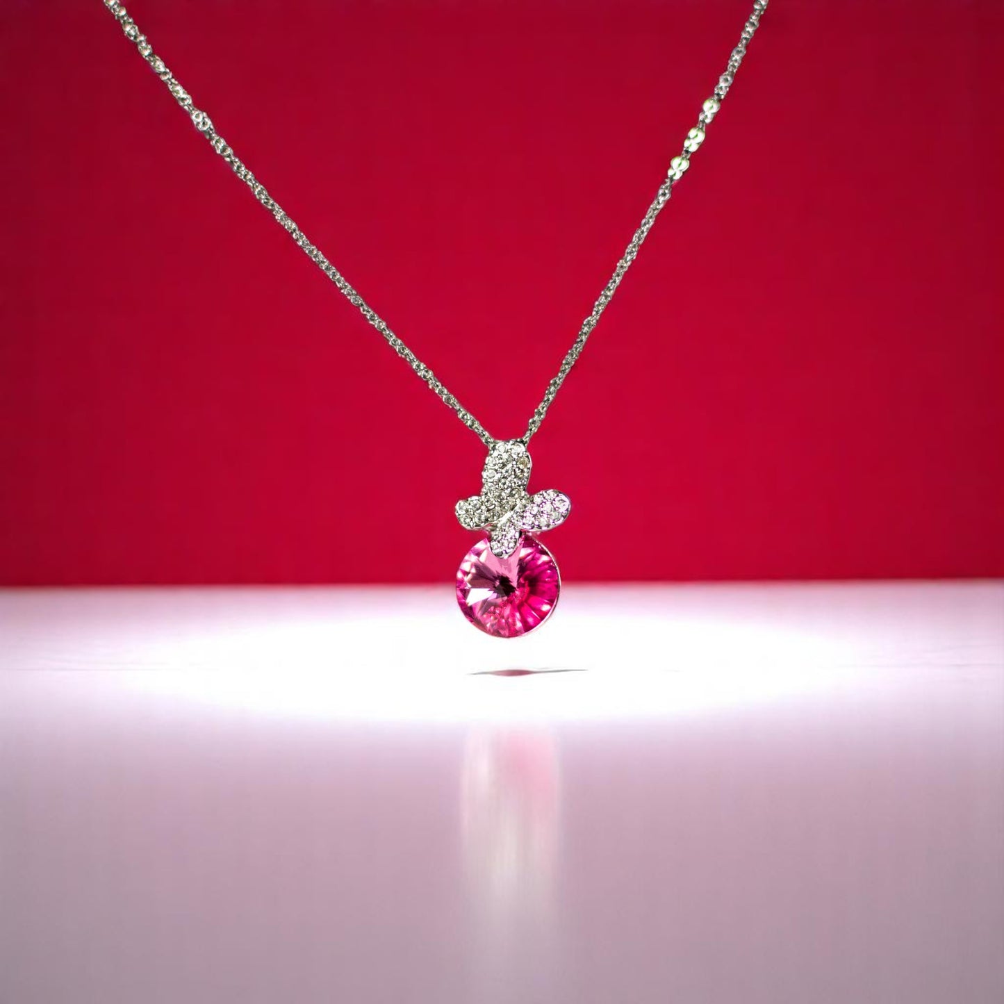 Swarovski Crystal Pink Pendant Necklace – Shine in Style - Imitation Jewellery