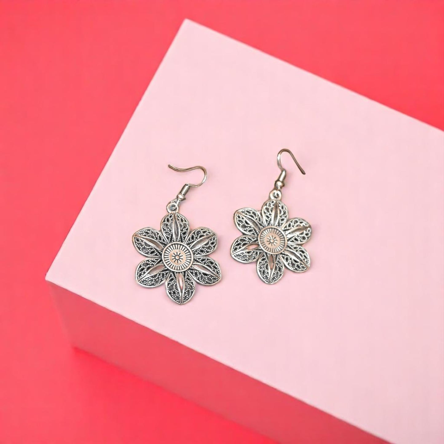 Oxidised Flower Danglers