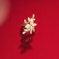 Gold Polish Stem with Leaves Adjustable Ring for Her