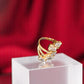 Gold Polish Swarovski White Crystal Zircon Adjustable Ring for Her