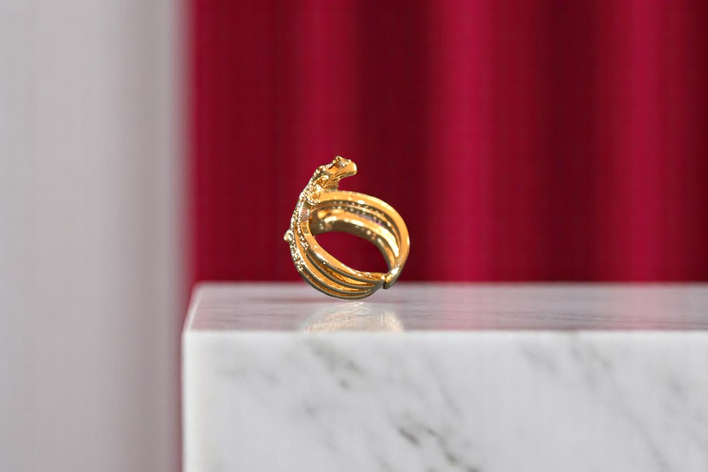 Gold Polish Swarovski White Crystal Zircon Adjustable Ring for Her