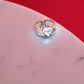 92.5 Silver Zirconia White Gemstone Heart Adjustable Ring for Her