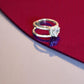 92.5 Silver Zirconia White Gemstone Heart Adjustable Ring for Her