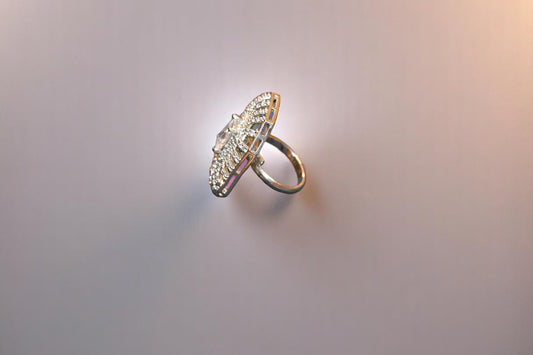 92.5 Silver Zircon White Gemstone Ring for Her