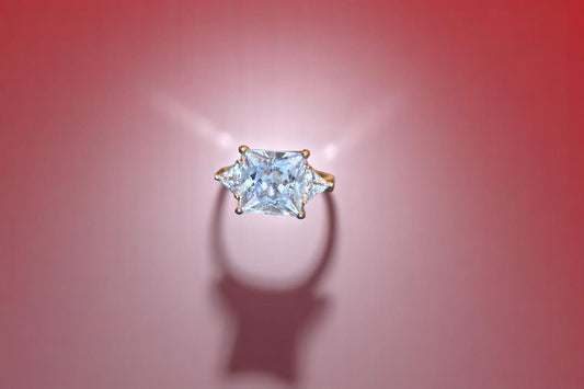 Gold Plated White Swarovski Gemstone Adjustable Ring For Him - Her
