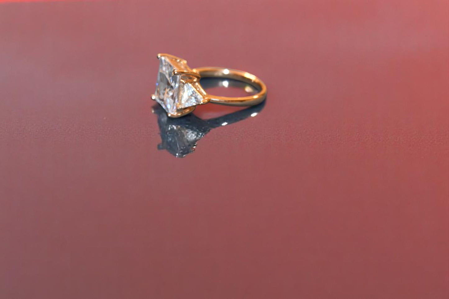 Gold Plated White Swarovski Gemstone Adjustable Ring For Him - Her