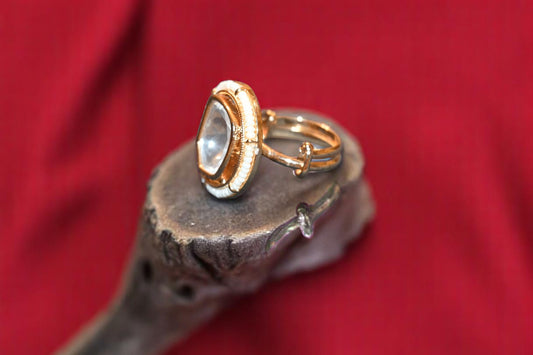 Gold Polish White Gemstone Ring for Her