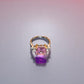 92.5 Silver Swarovski Pink Crystal Adjustable Ring For Her