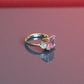 92.5 Silver Swarovski Pink Crystal Adjustable Ring For Her