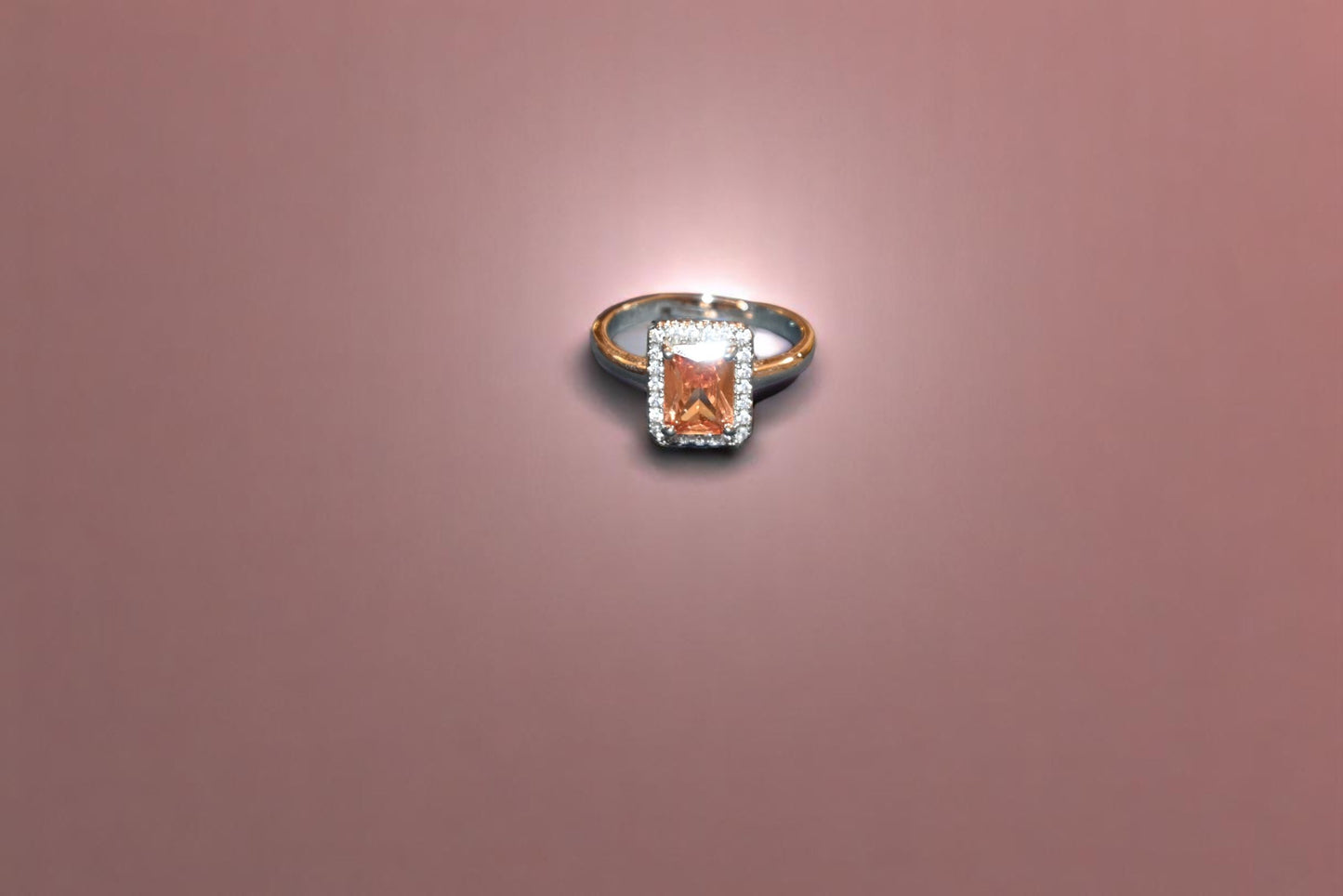 92.5 Silver Orange Gemstone Cushion Shape Ring for Her