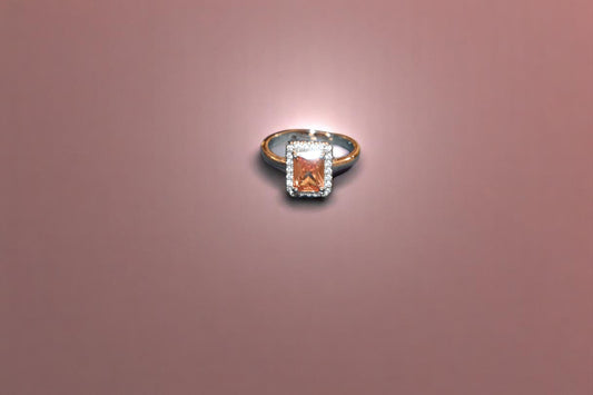 92.5 Silver Orange Gemstone Cushion Shape Ring for Her