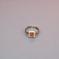 92.5 Silver Orange Gemstone Cushion Shape Ring for Her