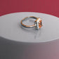 92.5 Silver Orange Gemstone Cushion Shape Ring for Her