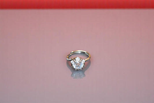 Swarovski Crystal Flower Cut Silver Adjustable Ring for Her