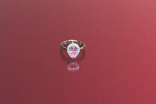 92.5 Silver Zircon Pink Gemstone Adjustable Ring For Her