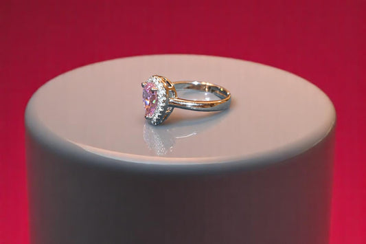 92.5 Silver Zircon Pink Gemstone Adjustable Ring For Her