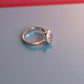 92.5 Silver Zircon Pink Gemstone Adjustable Ring For Her
