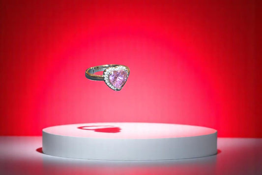92.5 Silver Pink Heart Gemstone Adjustable Ring of Her