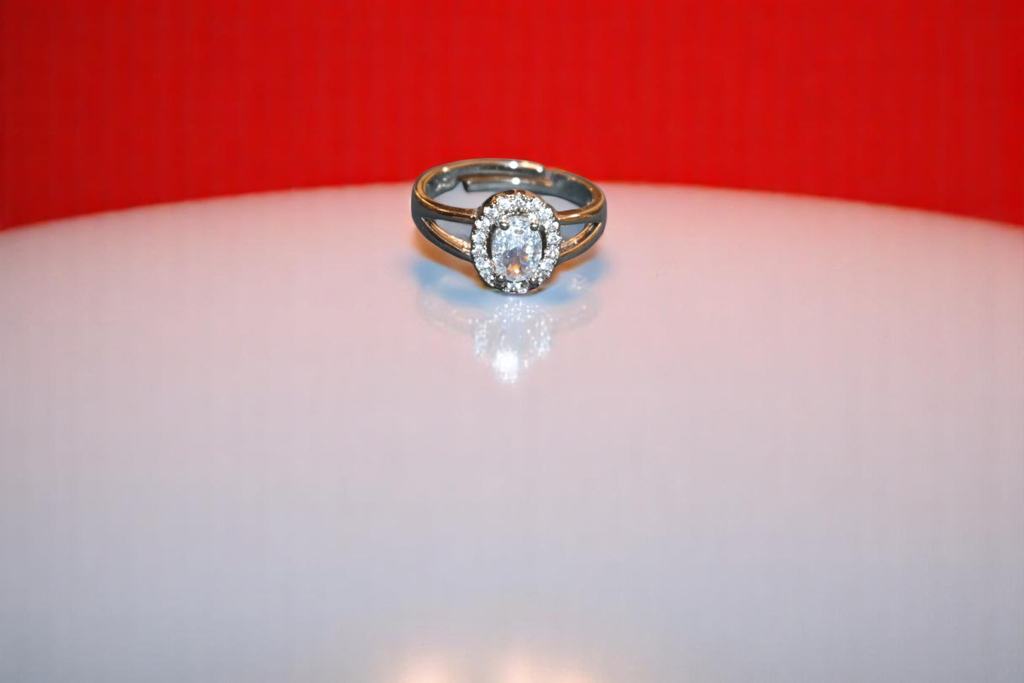92.5 Silver Zirconia Swarovski White Crystal Adjustable Ring for Her - Him