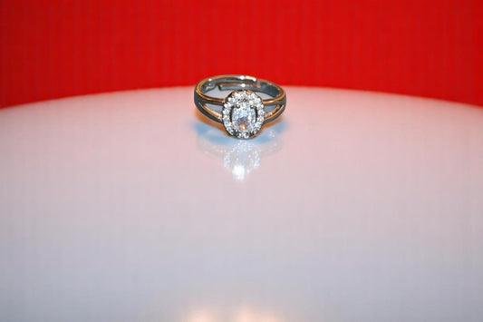 92.5 Silver Zirconia Swarovski White Crystal Adjustable Ring for Her - Him