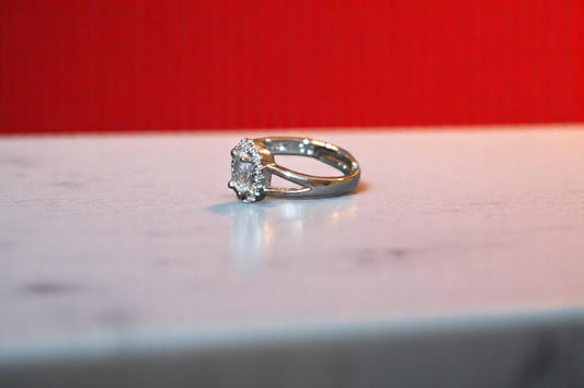 92.5 Silver Zirconia Swarovski White Crystal Adjustable Ring for Her - Him