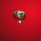 92.5 Silver Zircon Green Heart Gemstone Adjustable Ring for Her