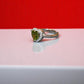 92.5 Silver Zircon Green Heart Gemstone Adjustable Ring for Her