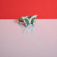 92.5 Silver Zircon Green Butterfly Adjustable Ring for Her