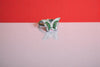 92.5 Silver Zircon Green Butterfly Adjustable Ring for Her
