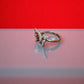 92.5 Silver Zircon Red Butterfly Adjustable Ring for Her