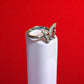 92.5 Silver Zircon Red Butterfly Adjustable Ring for Her