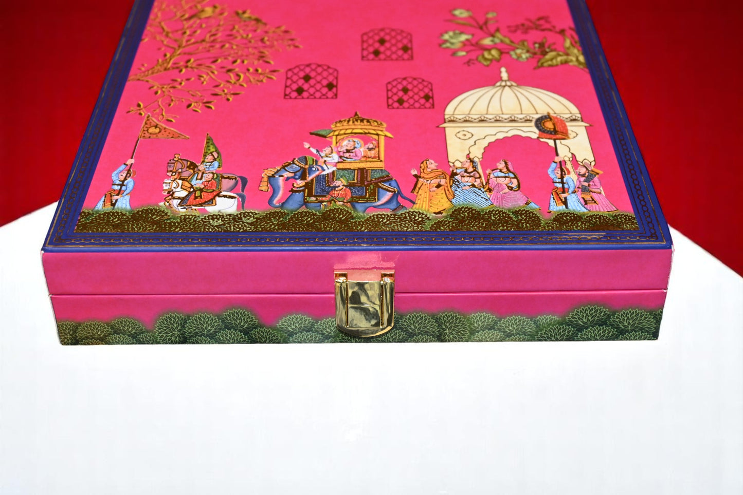 Musical 7 Vachan (7 Vows) Pink Wedding Coin Box, UV Printed, Round Shape, Set of 7 Coins (3 Gram Each), 999 Purity – Ready to Ship