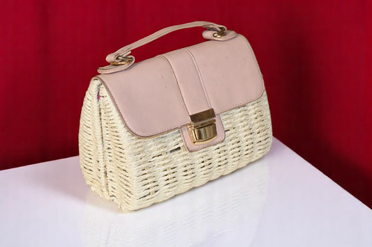 Mauritius Bamboo Light Pink Leather Bag with Sling