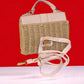 Bamboo Dark Beige with Pink Leather Handbag with Sling Bag
