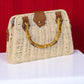 Bamboo Off White Sling Bag with Wooden Handle