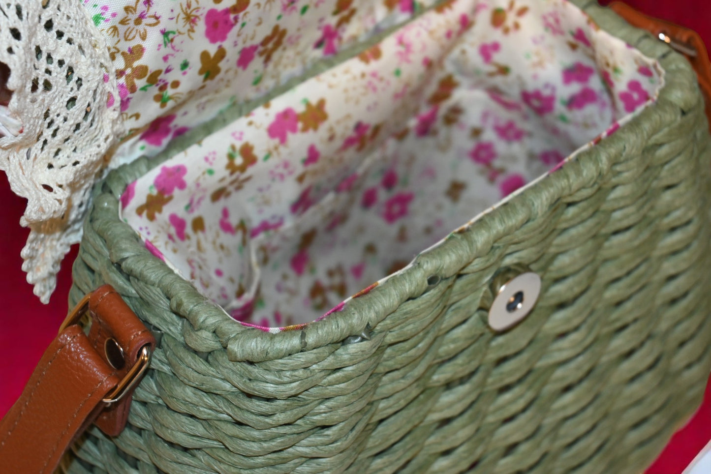 Bamboo Mehndi Green Crochet Sling Bag