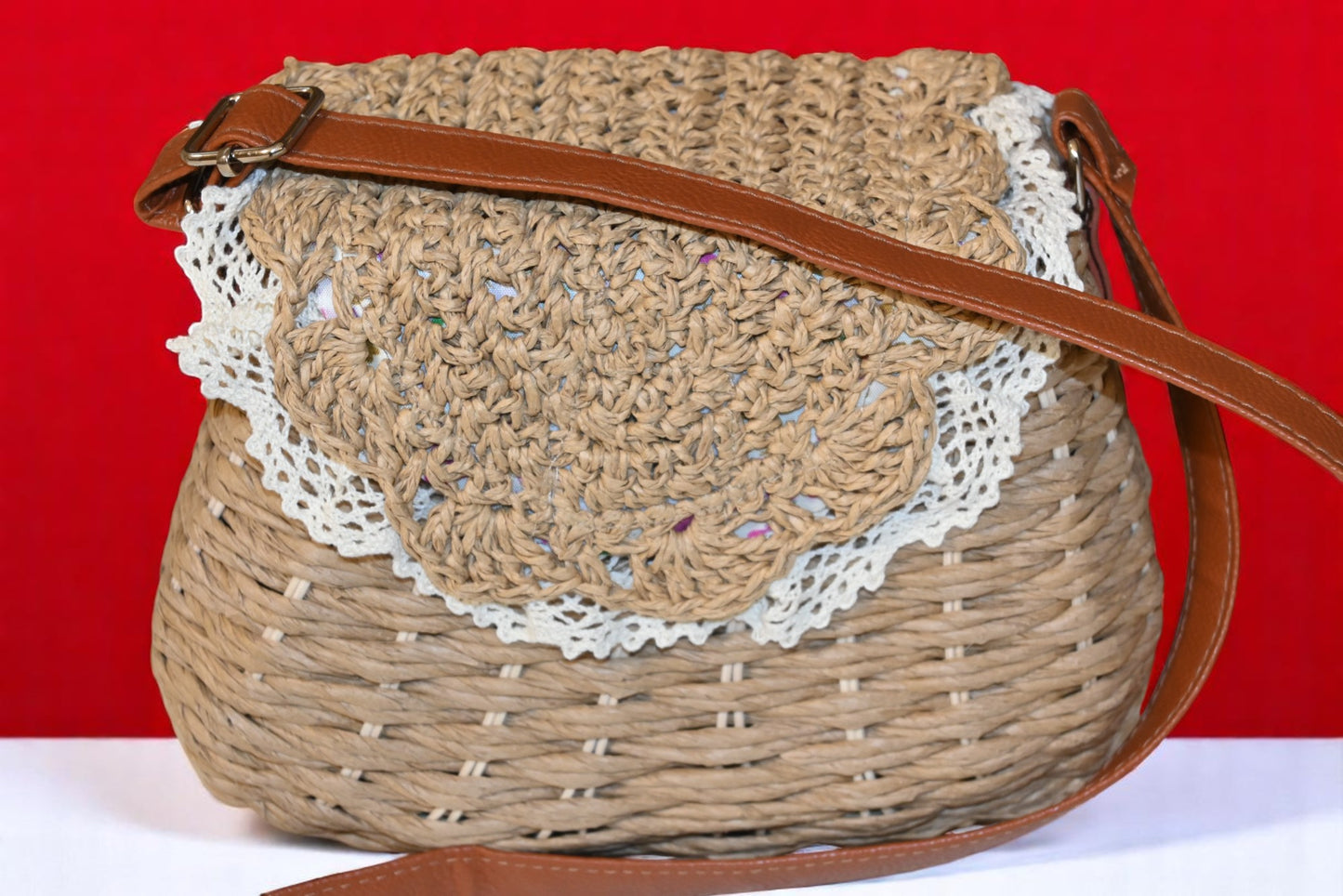 Bamboo Skin Crochet Sling Bag