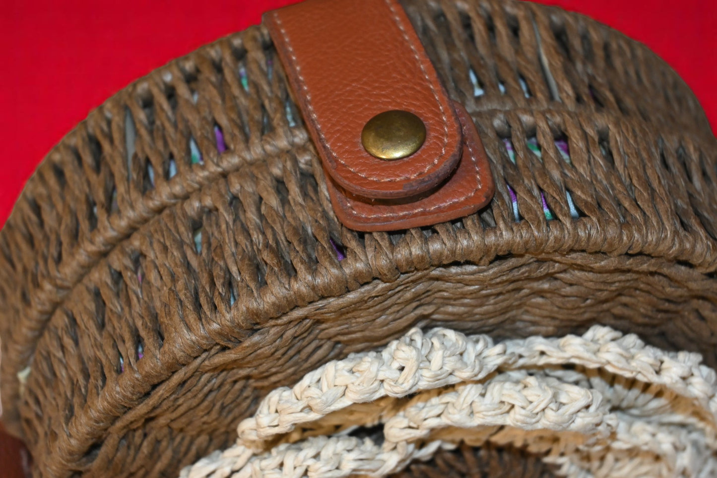 Bamboo Off White Flower Round Sling Bag