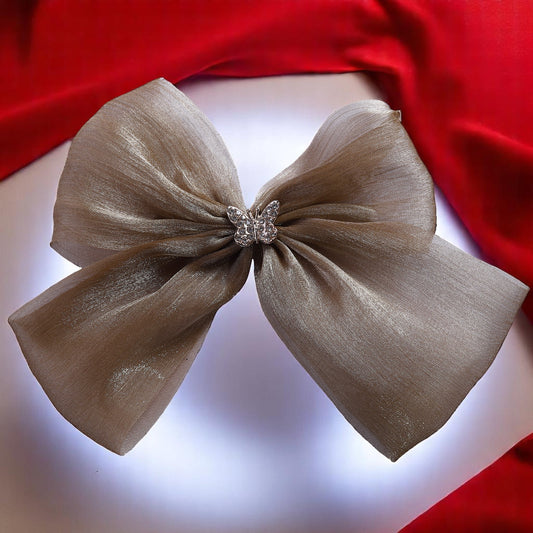 Organza Mehndi Green Bow Clip