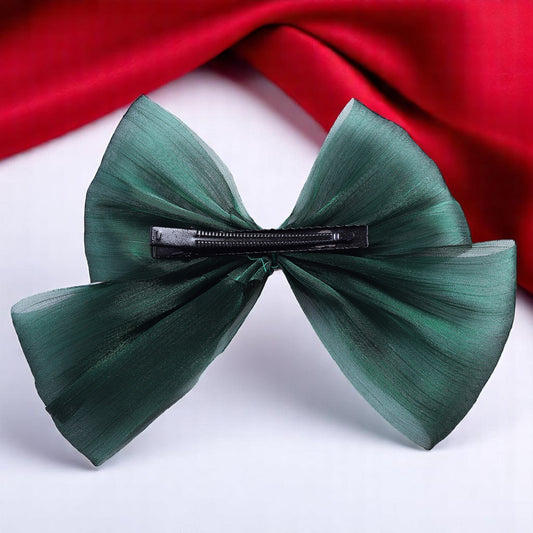 Organza Bottle Green Bow Clip