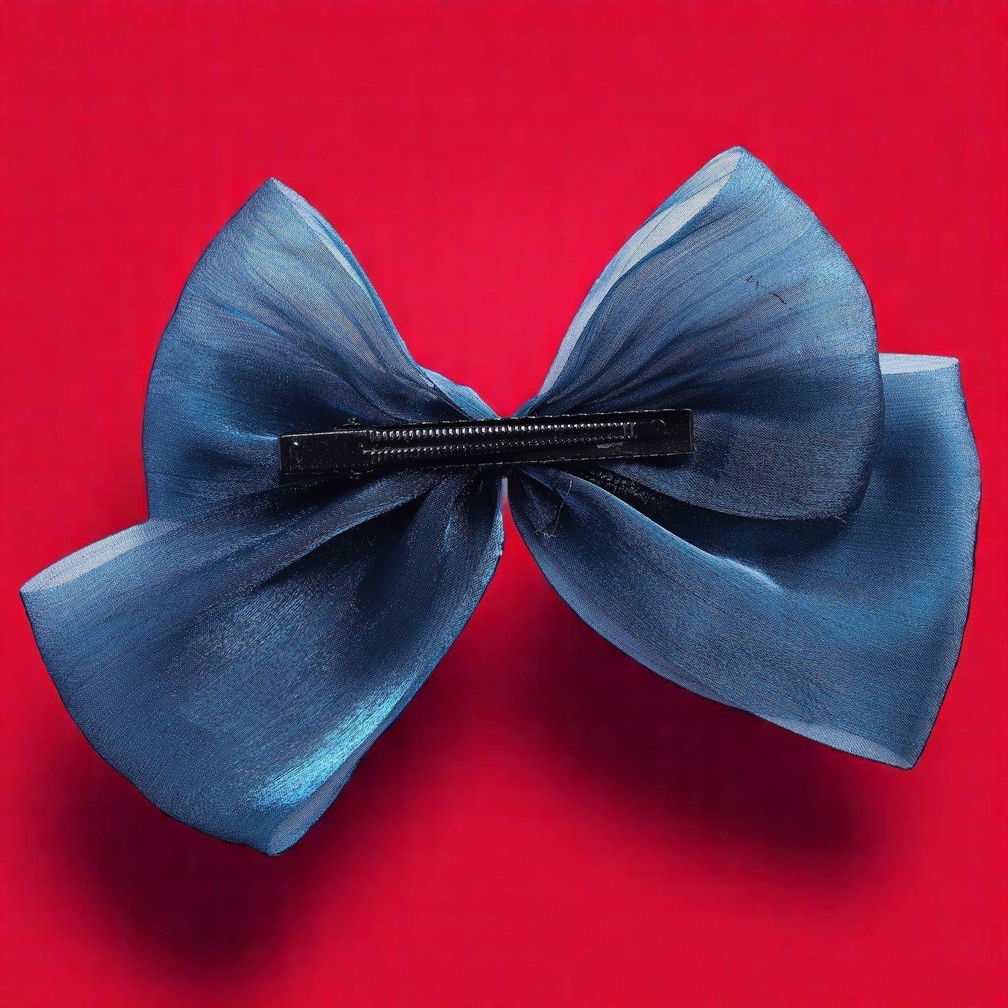 Organza Blue Bow Clip