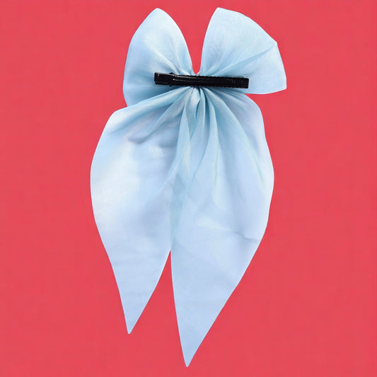 Organza Sky Blue Bow Clip