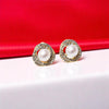 Synthetic Pearl Zircon Round Studs