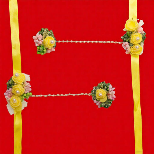 Yellow-Green Handmade Floral Haldi-Mehendi Bridal Jewelry Set