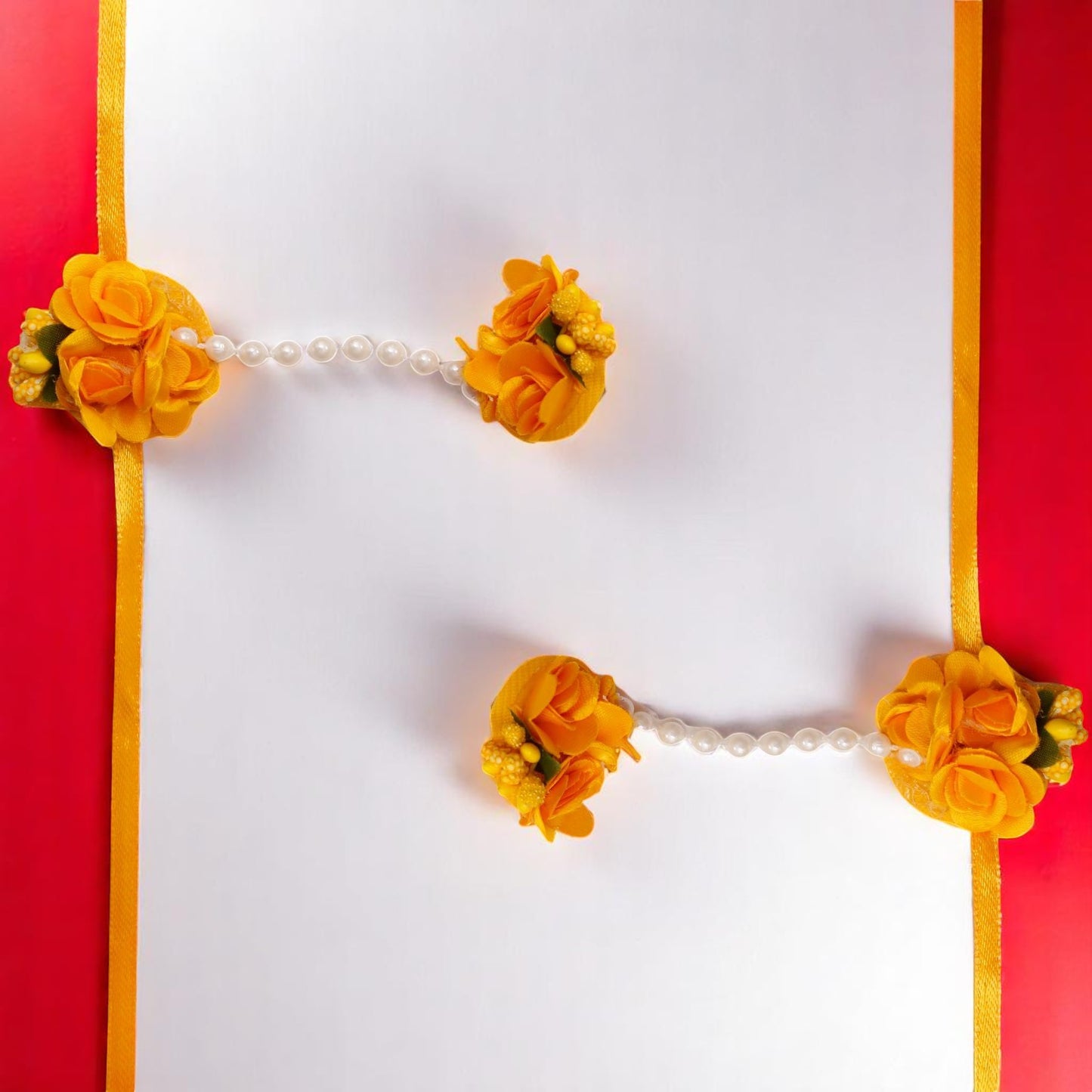 Gold yellow  Handmade Floral Haldi-Mehendi Bridal Jewelry Set