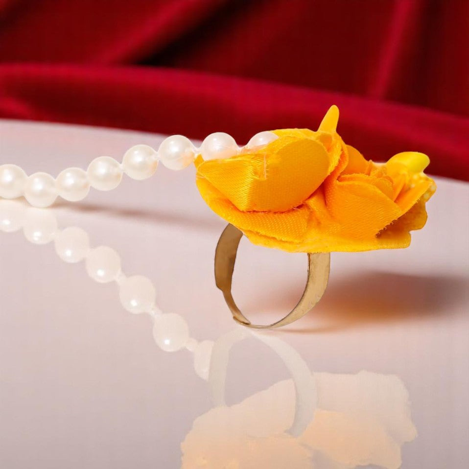 Gold yellow  Handmade Floral Haldi-Mehendi Bridal Jewelry Set