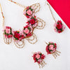 Dark-Light Pink Handmade Floral Haldi-Mehendi Bridal Jewelry Set